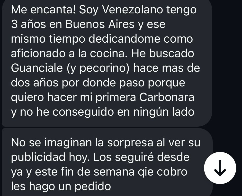 Mensaje de un cliente sobre el guanciale de Affettati